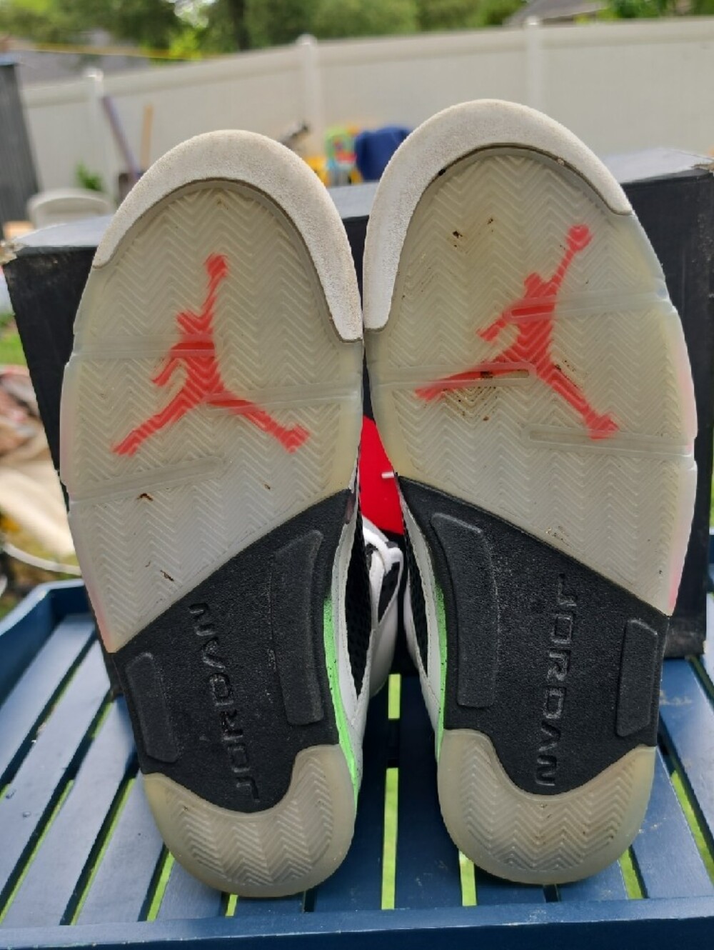 Jordan Retro 4 White and Gray Athletic Sneakers with Orange Jumpman - Picture 5 of 5